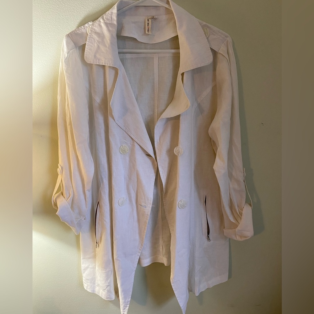 Linen Lightweight Overlay Jacket Light Cream
